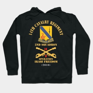 Army - 14th Cavalry Regiment w Cav Br - 2nd Squadron - Operation Iraqi Freedom - 2010 - Red Txt X 300 Hoodie